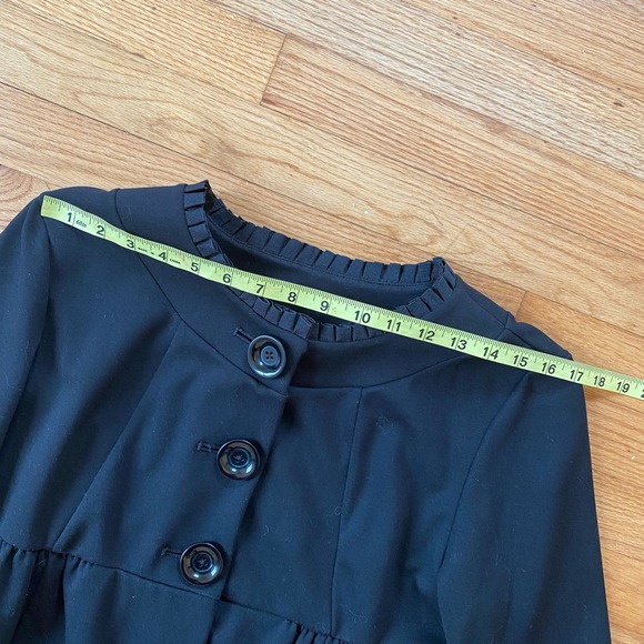 Elle Black Blouse Large Buttons Flared Sleeve size L - Picture 4 of 9